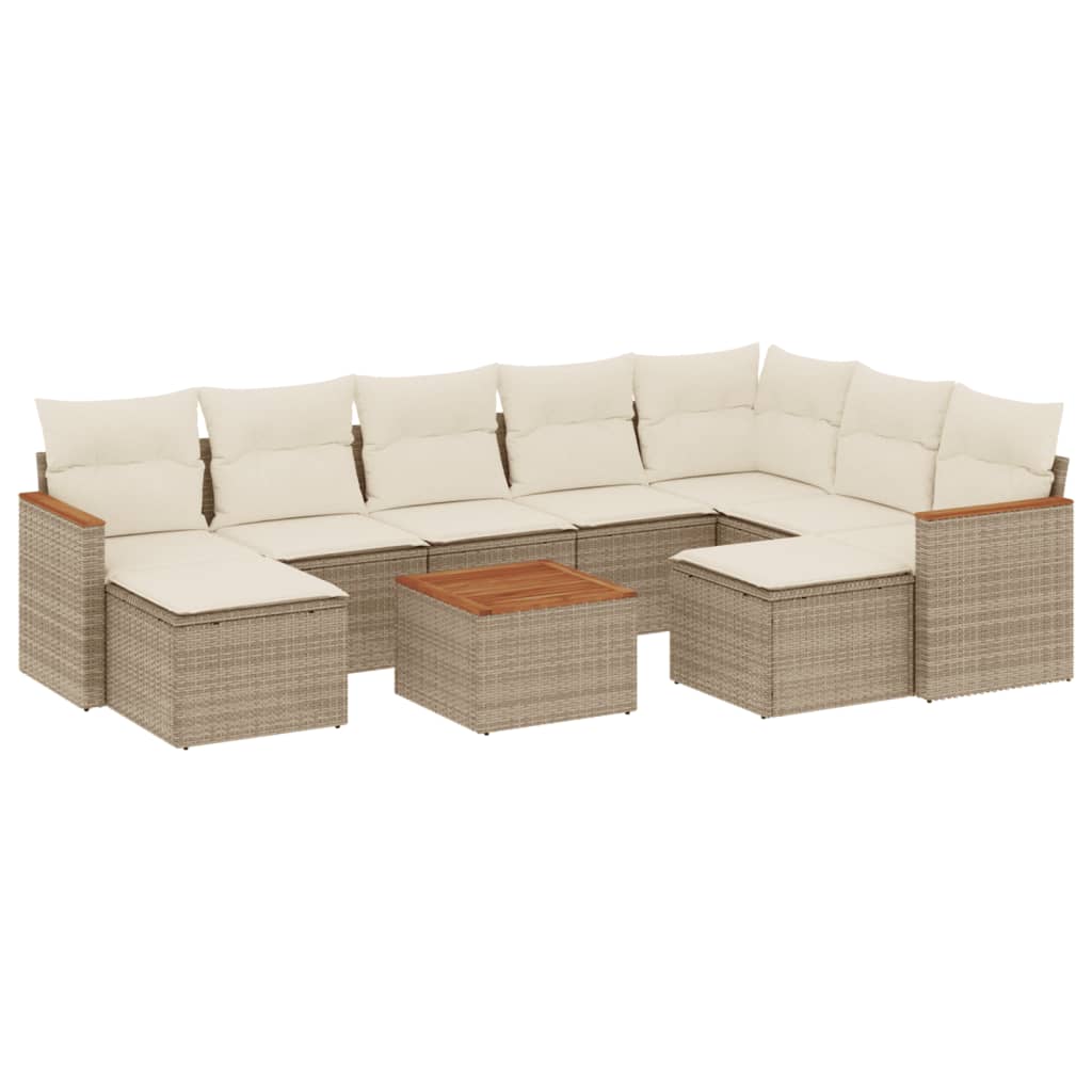 10-delige Loungeset met kussens poly rattan beige is nu te koop bij PeponiXL, paradijselijk wonen!
