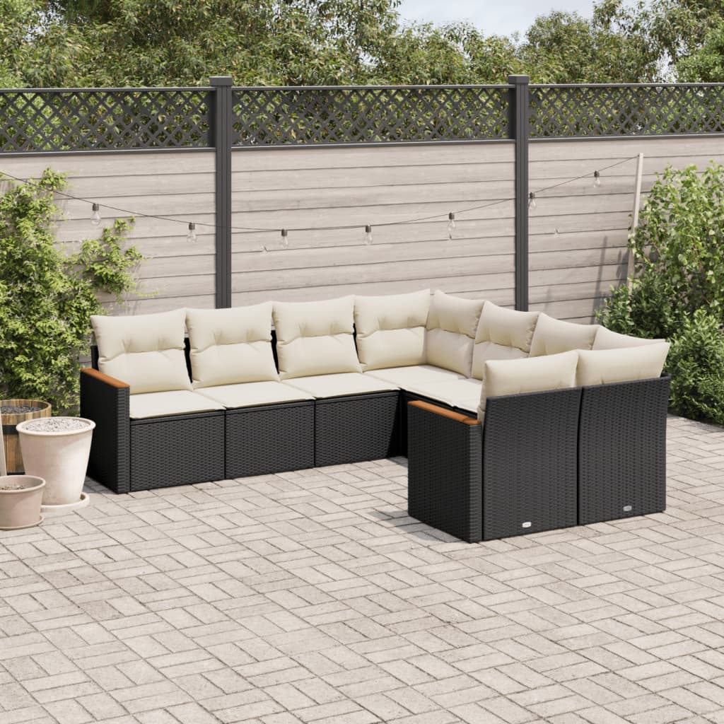 8-delige Loungeset met kussens poly rattan zwart is nu te koop bij PeponiXL, paradijselijk wonen!