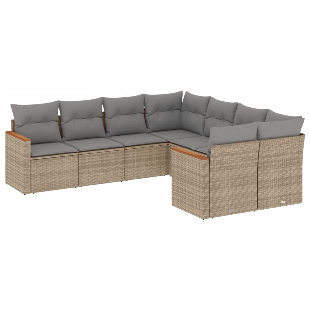 8-delige Loungeset met kussens poly rattan gemengd beige is nu te koop bij PeponiXL, paradijselijk wonen!