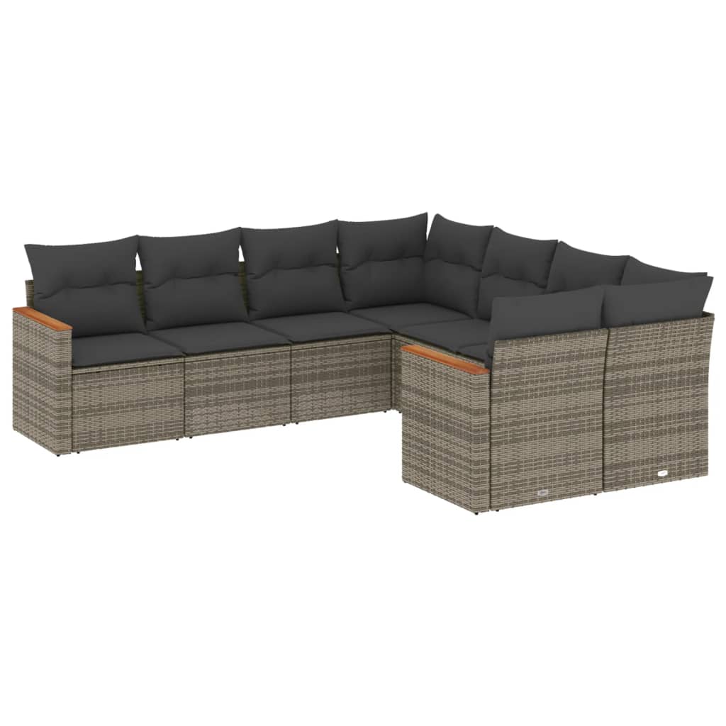 8-delige Loungeset met kussens poly rattan grijs is nu te koop bij PeponiXL, paradijselijk wonen!