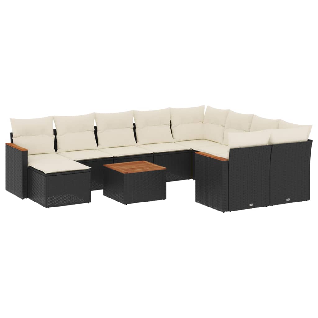 11-delige Loungeset met kussens poly rattan zwart is nu te koop bij PeponiXL, paradijselijk wonen!