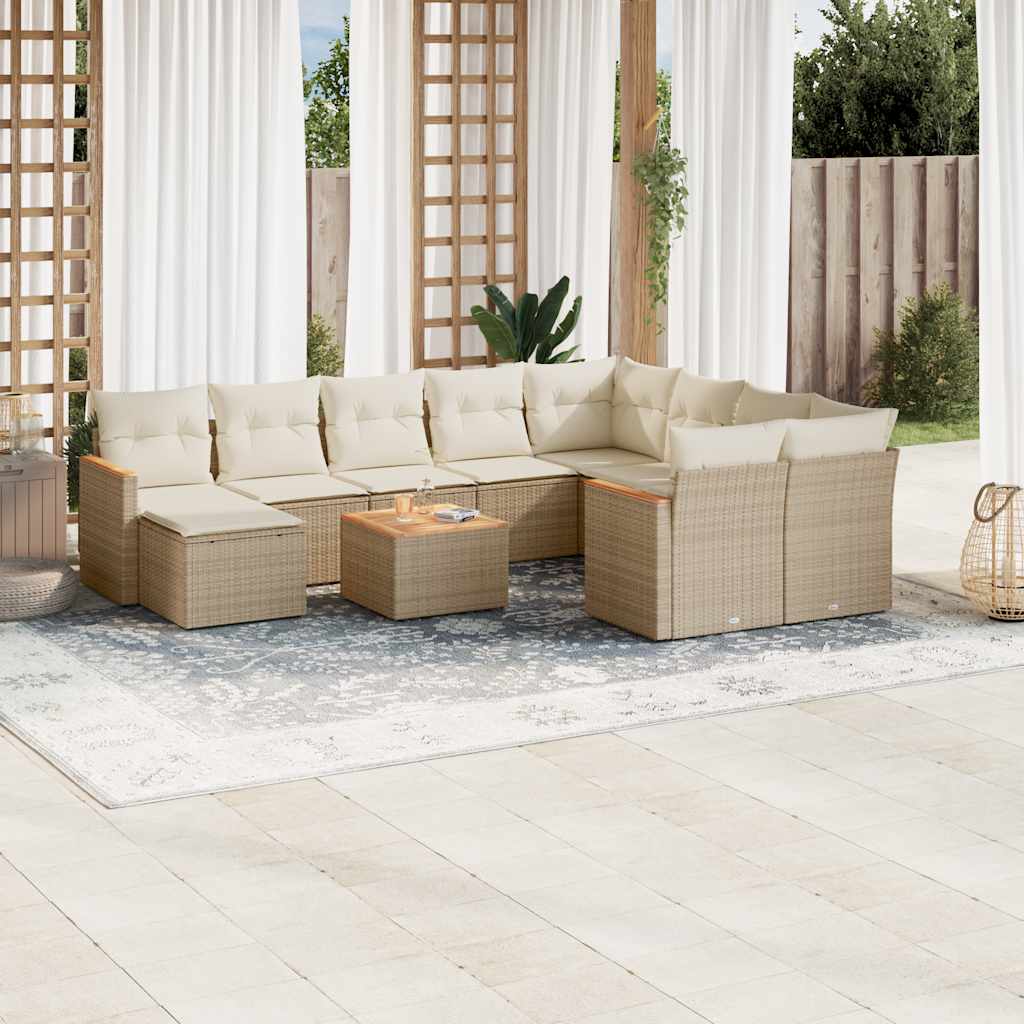 11-delige Tuinset met kussens poly rattan beige is nu te koop bij PeponiXL, paradijselijk wonen!