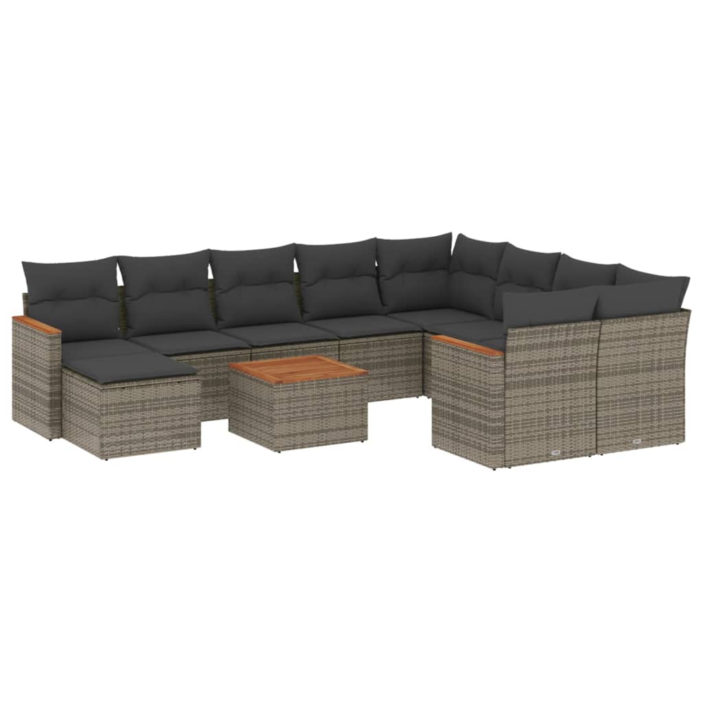 11-delige Loungeset met kussens poly rattan grijs is nu te koop bij PeponiXL, paradijselijk wonen!