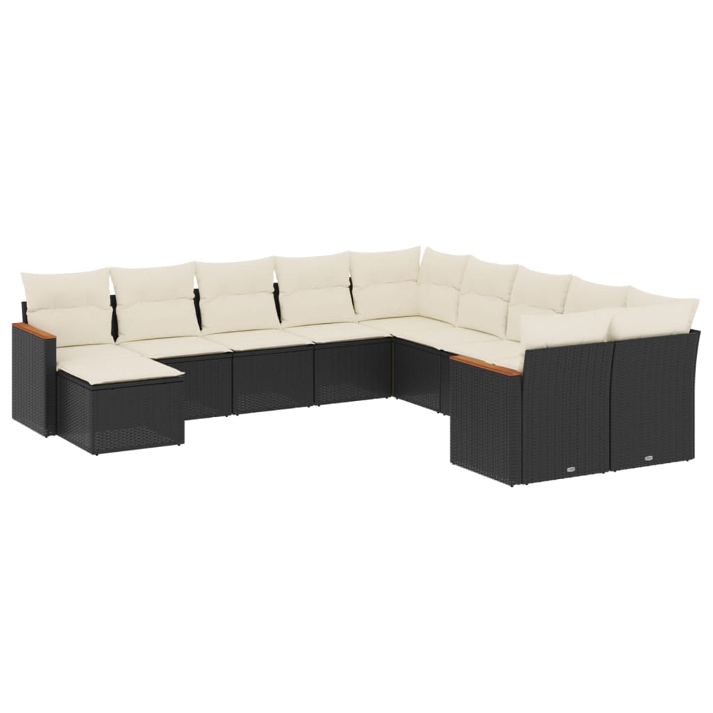 11-delige Loungeset met kussens poly rattan zwart is nu te koop bij PeponiXL, paradijselijk wonen!