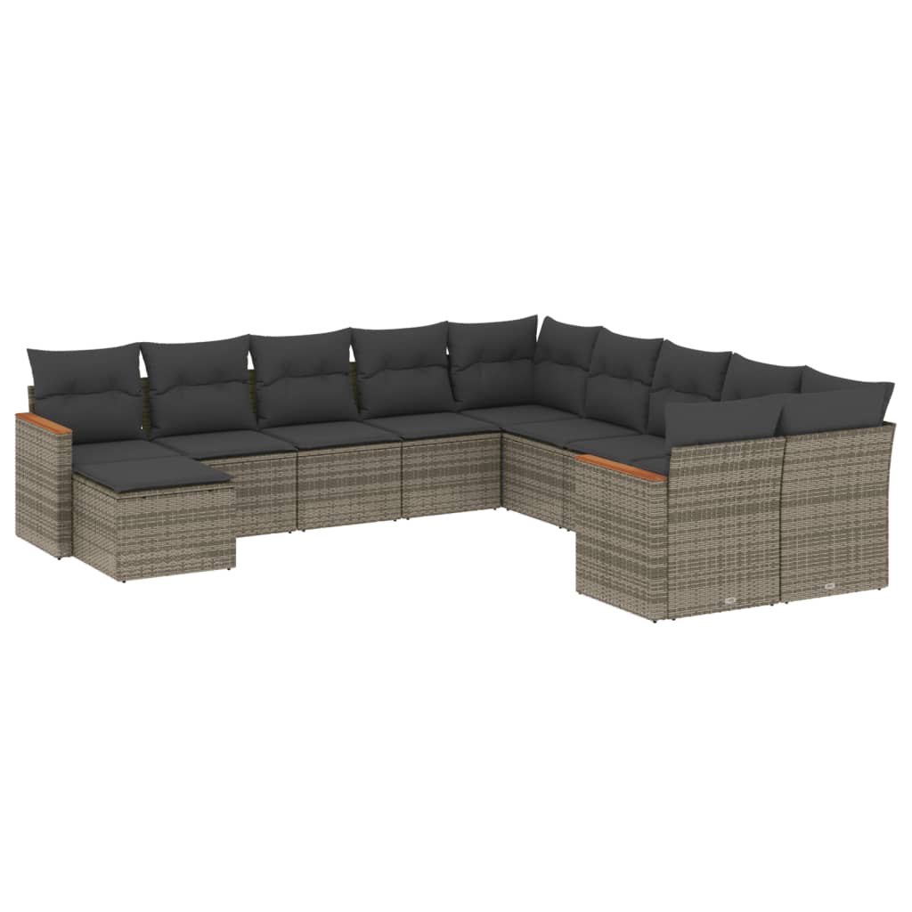 11-delige Loungeset met kussens poly rattan grijs is nu te koop bij PeponiXL, paradijselijk wonen!