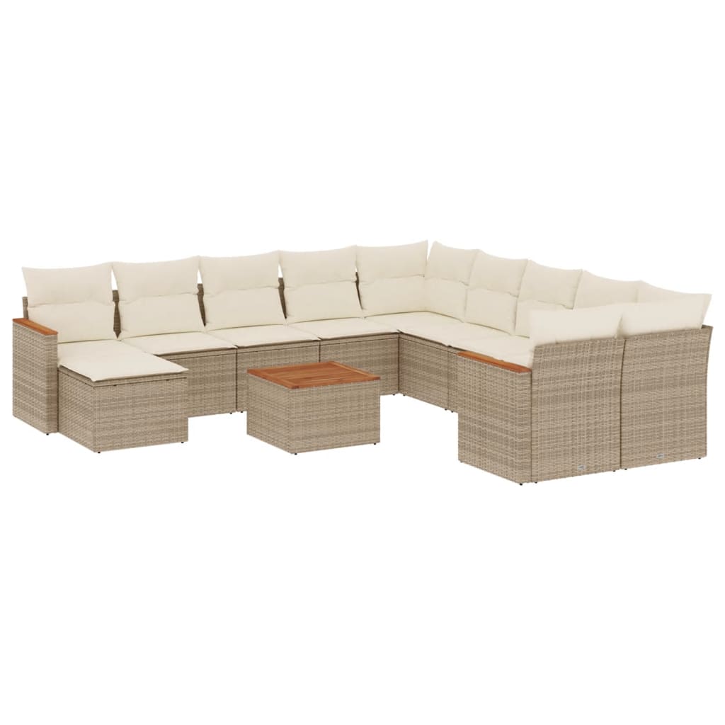 12-delige Loungeset met kussens poly rattan beige is nu te koop bij PeponiXL, paradijselijk wonen!
