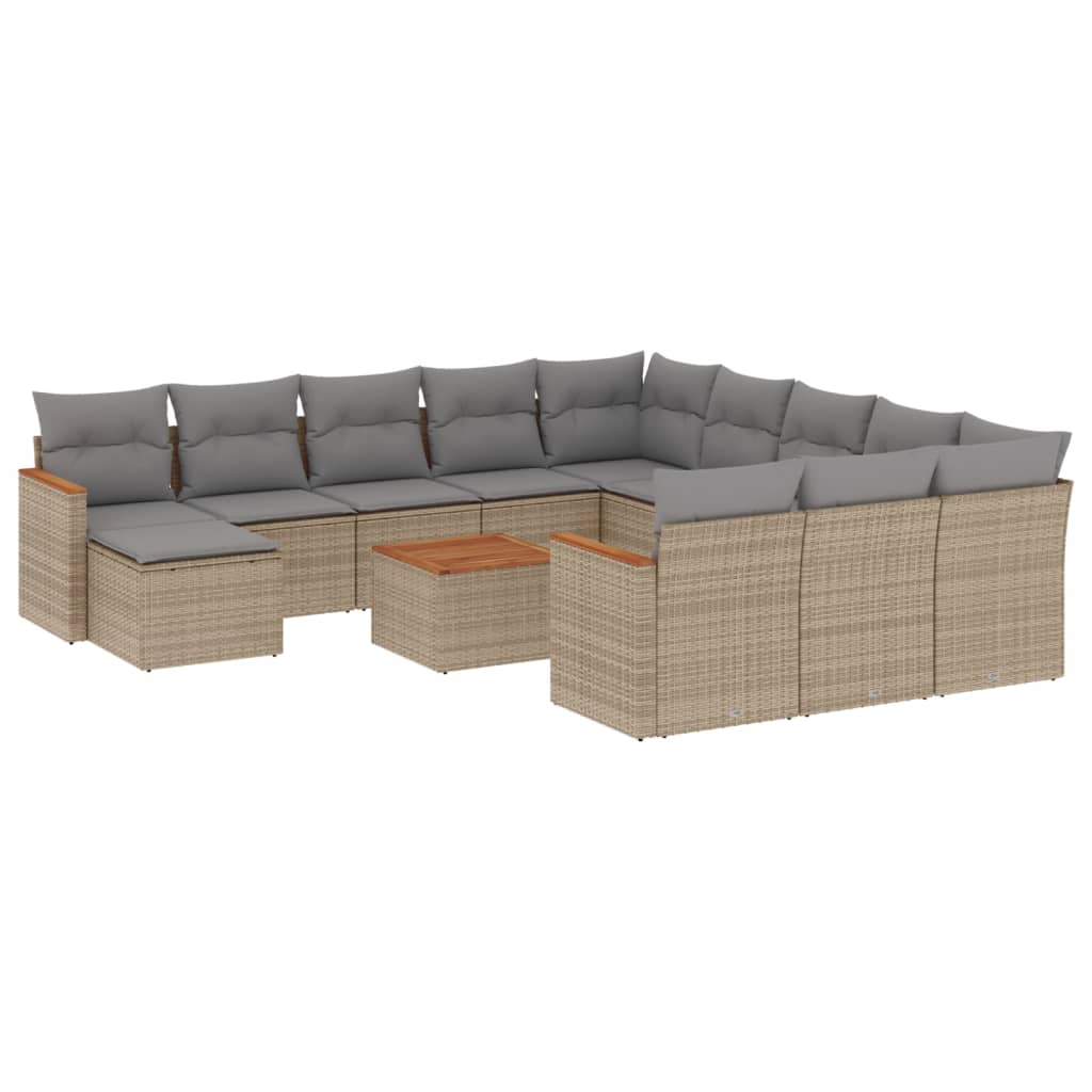 13-delige Loungeset met kussens poly rattan gemengd beige is nu te koop bij PeponiXL, paradijselijk wonen!