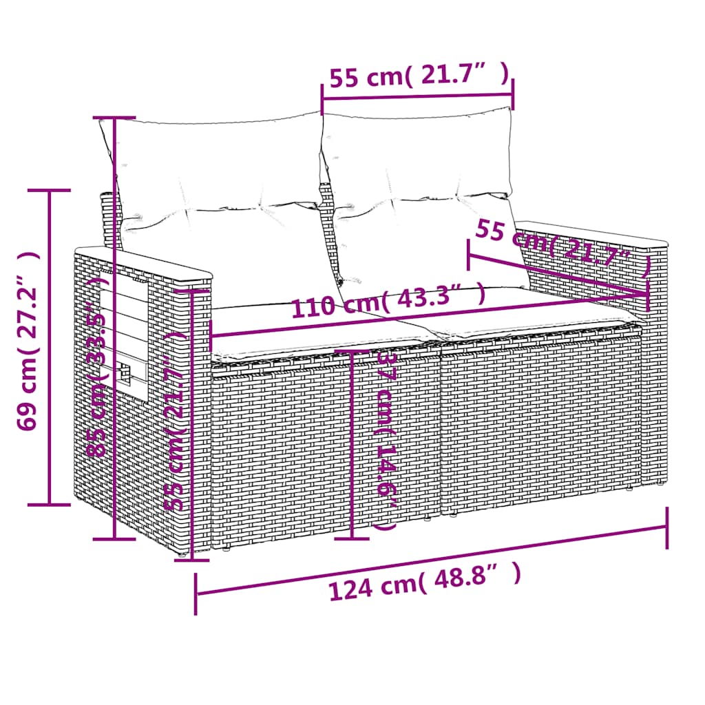 6-delige Loungeset met kussens poly rattan beige is nu te koop bij PeponiXL, paradijselijk wonen!