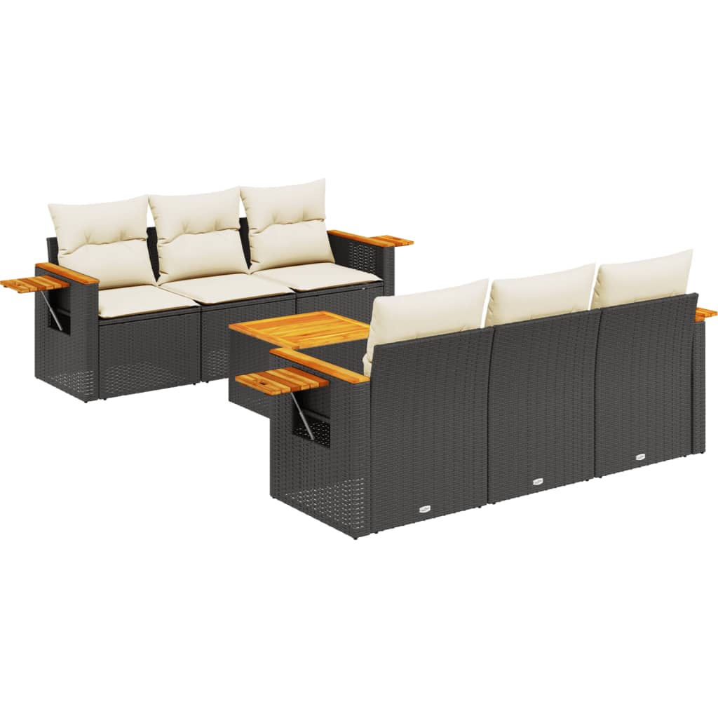 7-delige Loungeset met kussens poly rattan zwart is nu te koop bij PeponiXL, paradijselijk wonen!