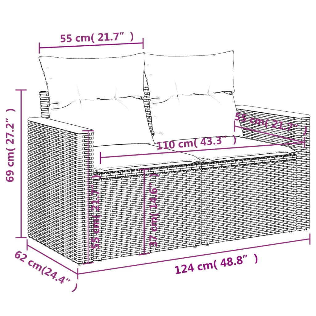 7-delige Loungeset met kussens poly rattan zwart is nu te koop bij PeponiXL, paradijselijk wonen!