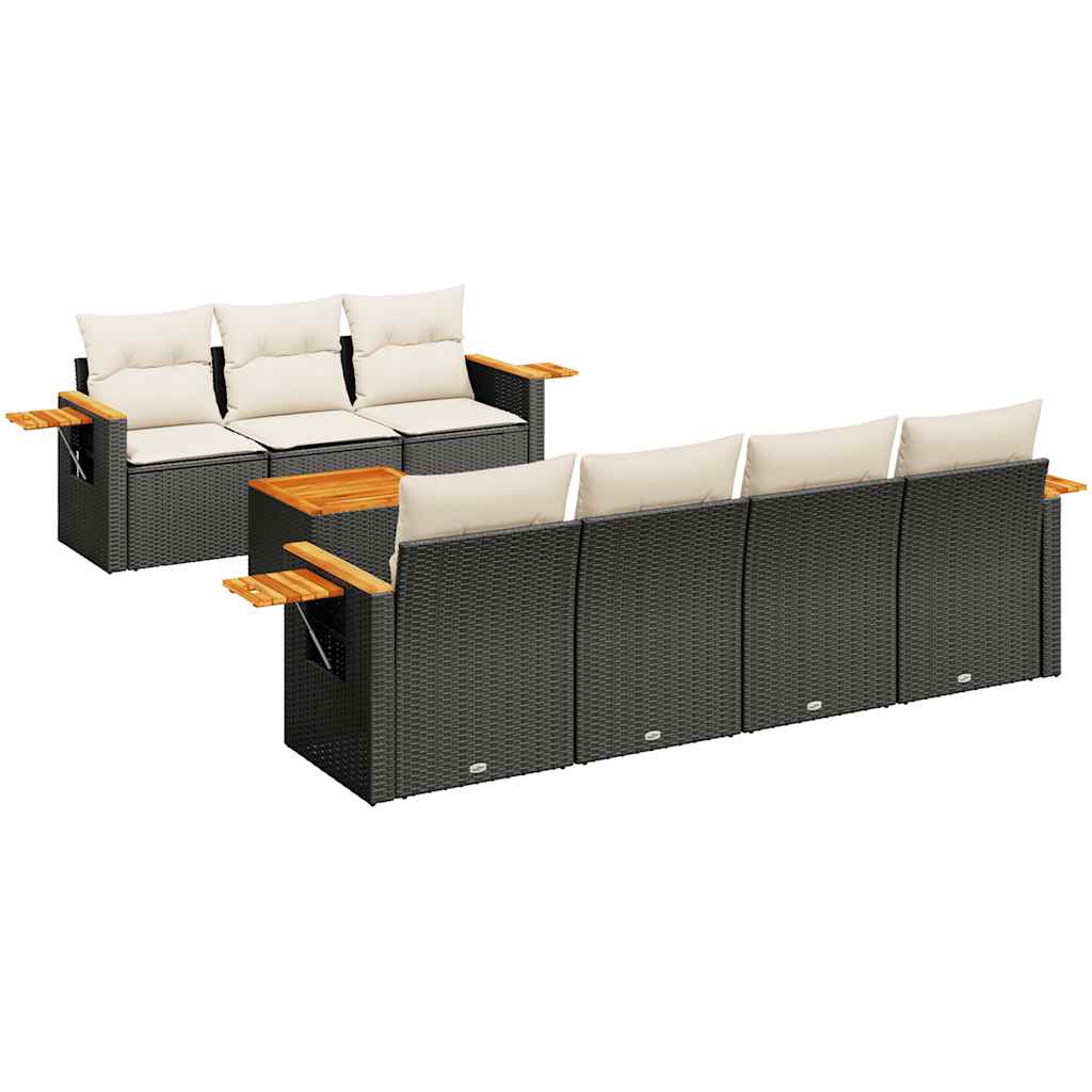 8-delige Loungeset met kussens poly rattan zwart is nu te koop bij PeponiXL, paradijselijk wonen!