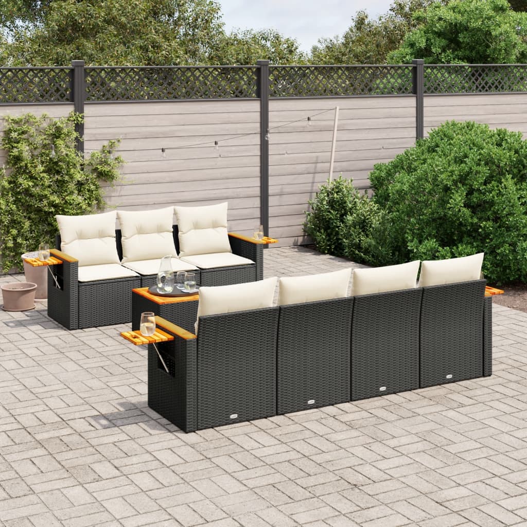 8-delige Loungeset met kussens poly rattan zwart is nu te koop bij PeponiXL, paradijselijk wonen!