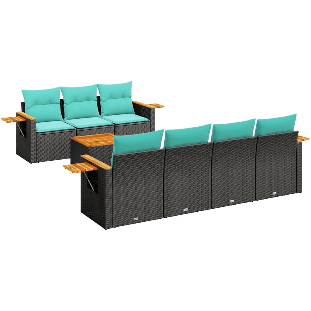 8-delige Loungeset met kussens poly rattan zwart is nu te koop bij PeponiXL, paradijselijk wonen!