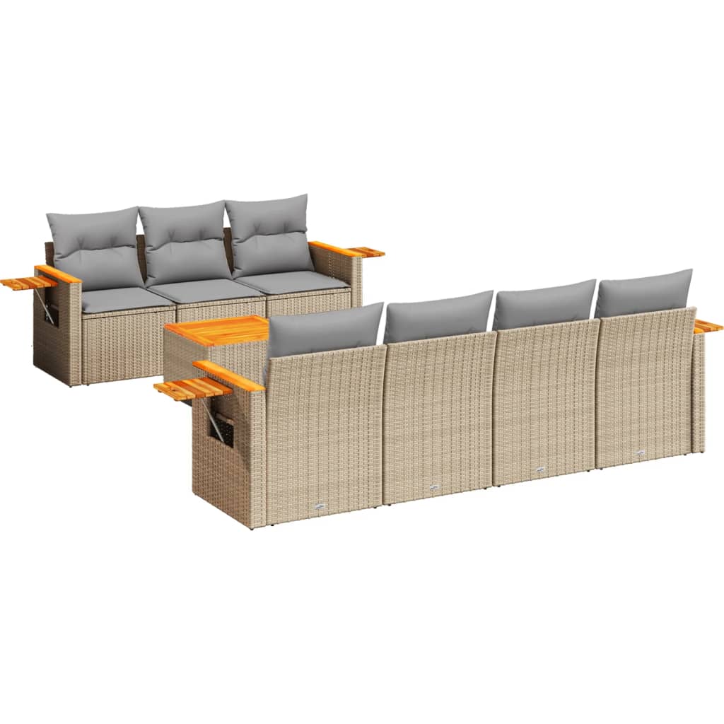8-delige Loungeset met kussens poly rattan beige is nu te koop bij PeponiXL, paradijselijk wonen!