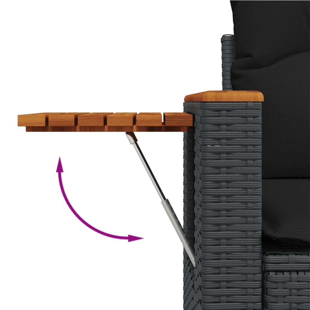 8-delige Loungeset met kussens poly rattan zwart is nu te koop bij PeponiXL, paradijselijk wonen!
