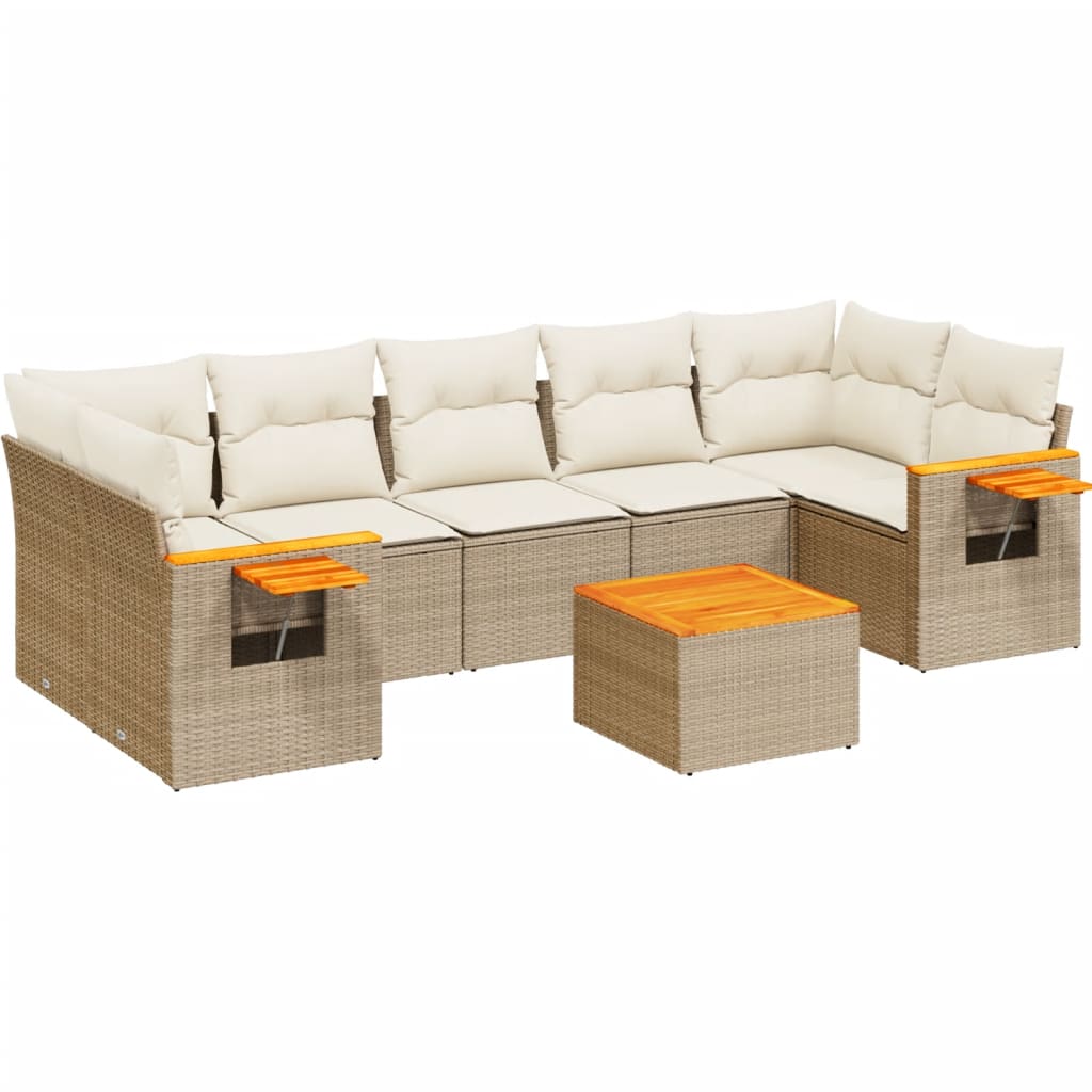 8-delige Loungeset met kussens poly rattan beige is nu te koop bij PeponiXL, paradijselijk wonen!