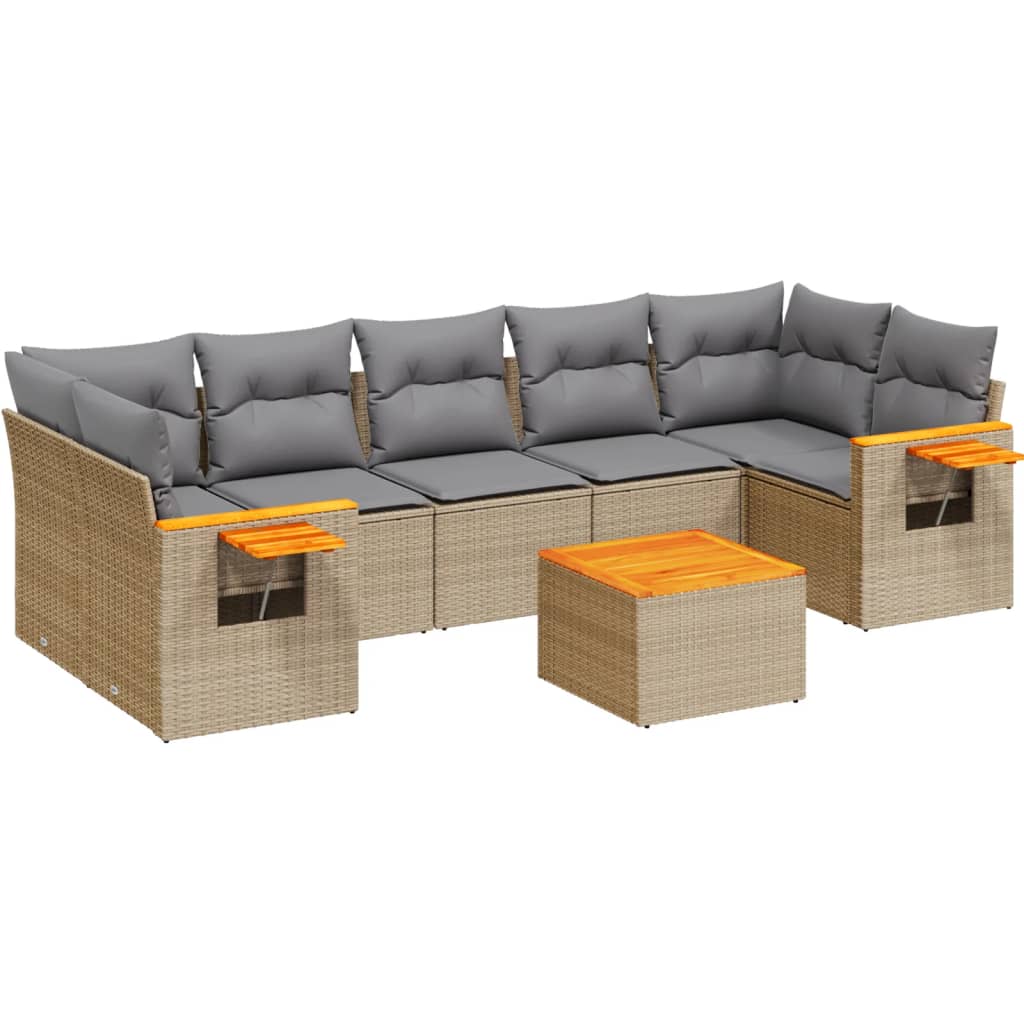8-delige Loungeset met kussens poly rattan beige is nu te koop bij PeponiXL, paradijselijk wonen!