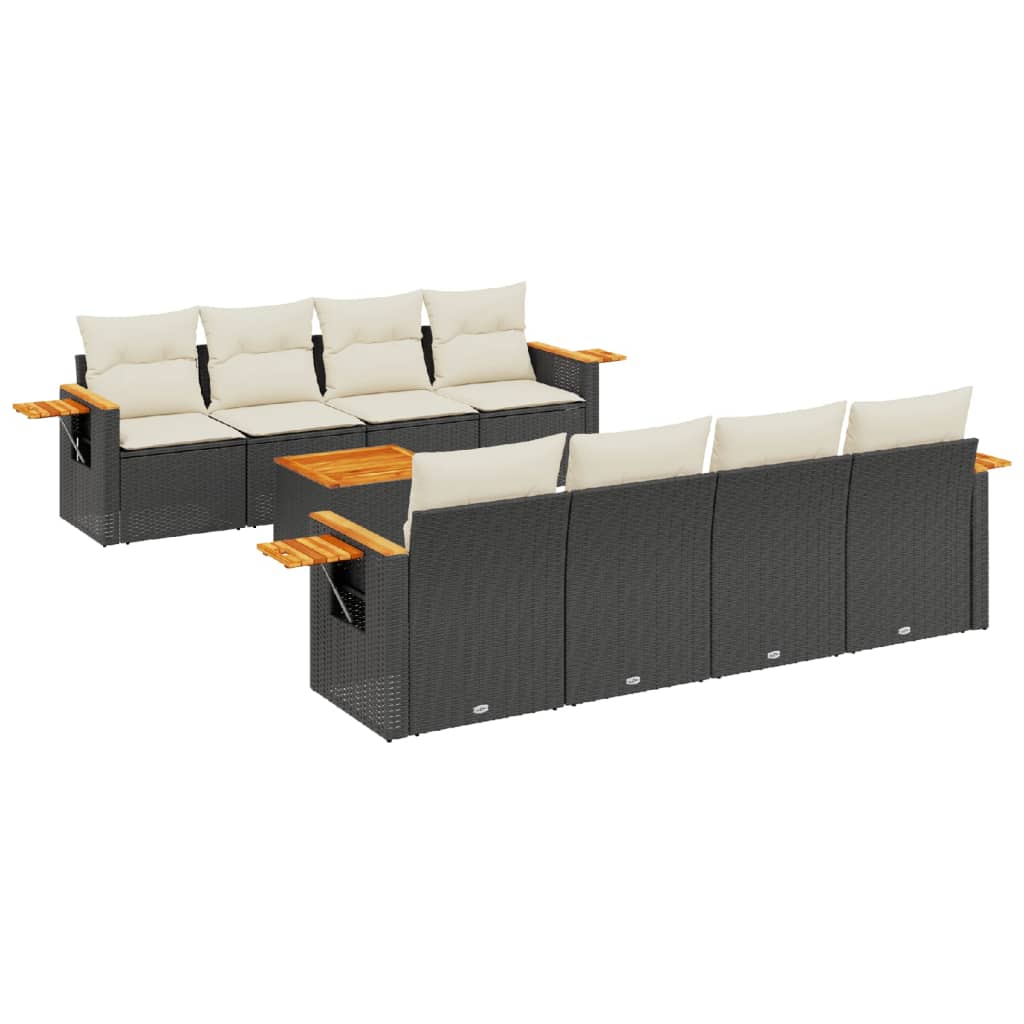 9-delige Loungeset met kussens poly rattan zwart is nu te koop bij PeponiXL, paradijselijk wonen!