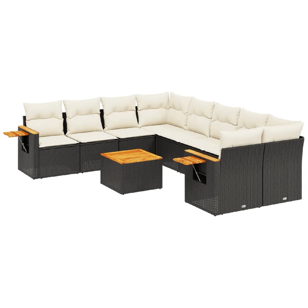 9-delige Loungeset met kussens poly rattan zwart is nu te koop bij PeponiXL, paradijselijk wonen!