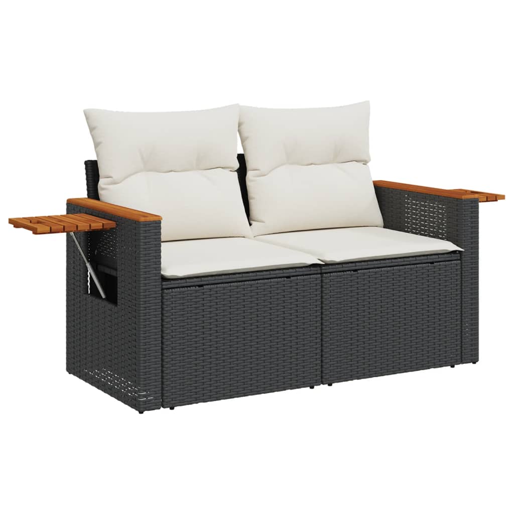 9-delige Loungeset met kussens poly rattan zwart is nu te koop bij PeponiXL, paradijselijk wonen!