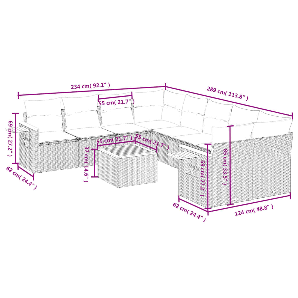 9-delige Loungeset met kussens poly rattan zwart is nu te koop bij PeponiXL, paradijselijk wonen!