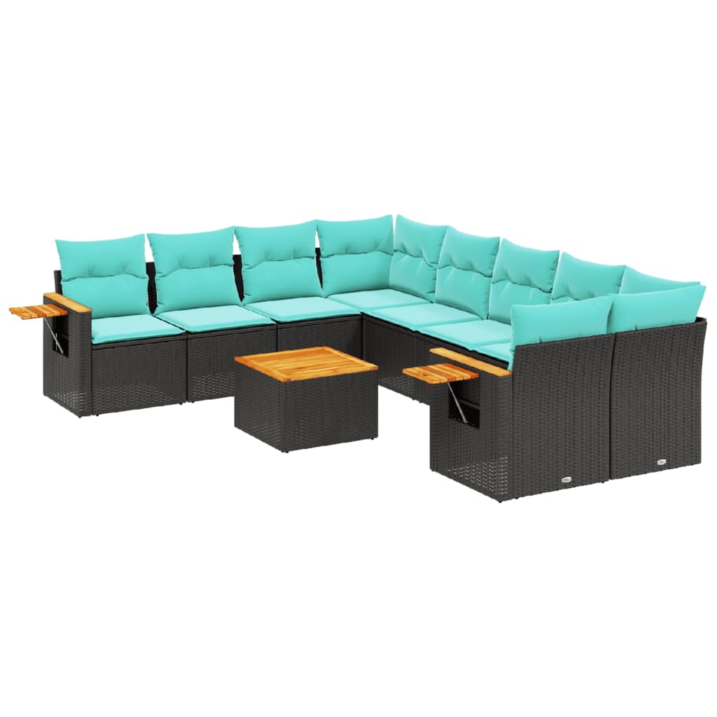 9-delige Loungeset met kussens poly rattan zwart is nu te koop bij PeponiXL, paradijselijk wonen!