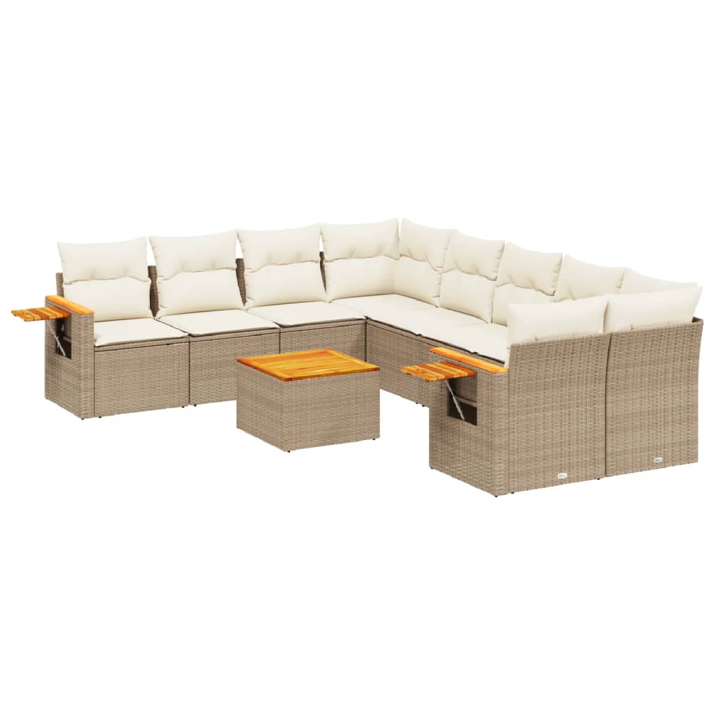 9-delige Loungeset met kussens poly rattan beige is nu te koop bij PeponiXL, paradijselijk wonen!