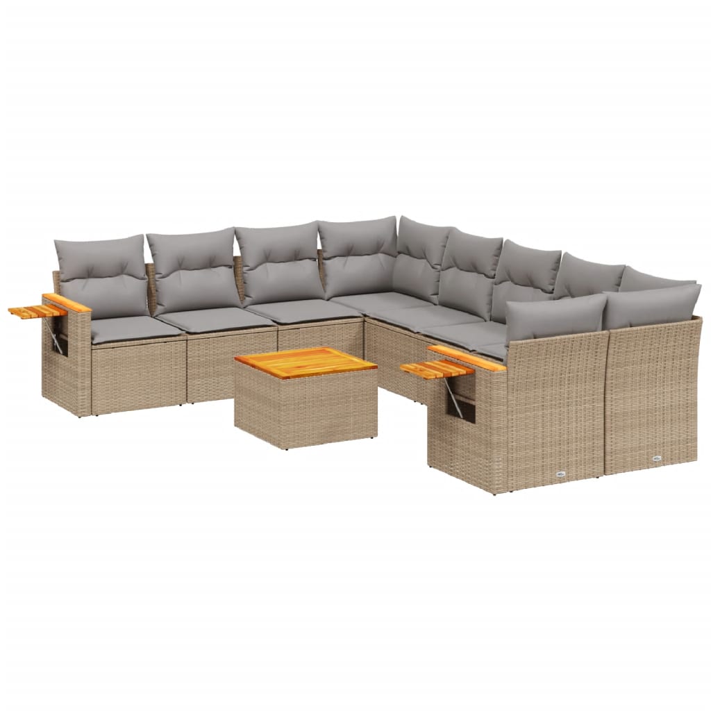 9-delige Loungeset met kussens poly rattan beige is nu te koop bij PeponiXL, paradijselijk wonen!