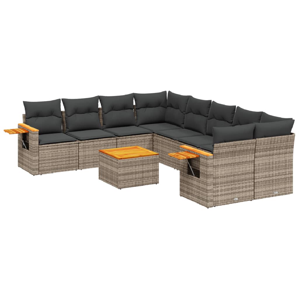 9-delige Loungeset met kussens poly rattan grijs is nu te koop bij PeponiXL, paradijselijk wonen!