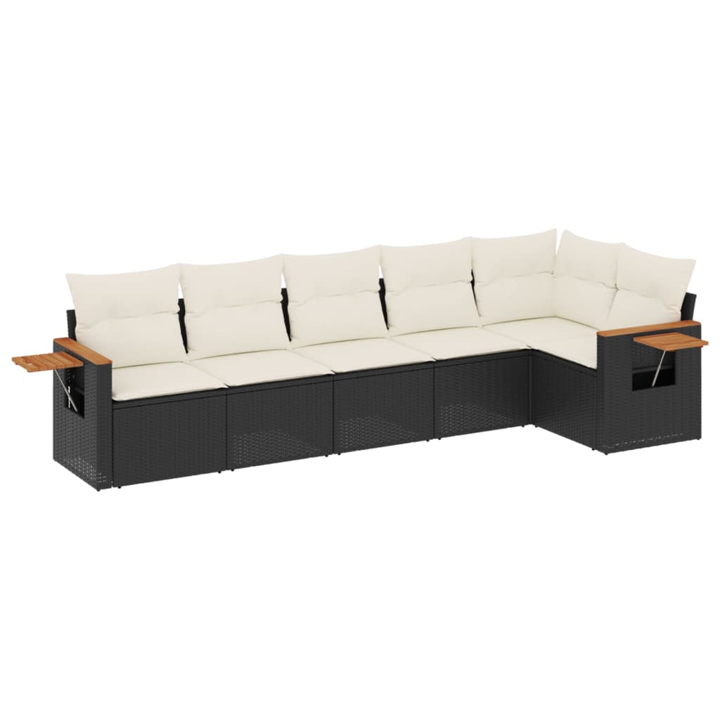 6-delige Loungeset met kussens poly rattan zwart is nu te koop bij PeponiXL, paradijselijk wonen!