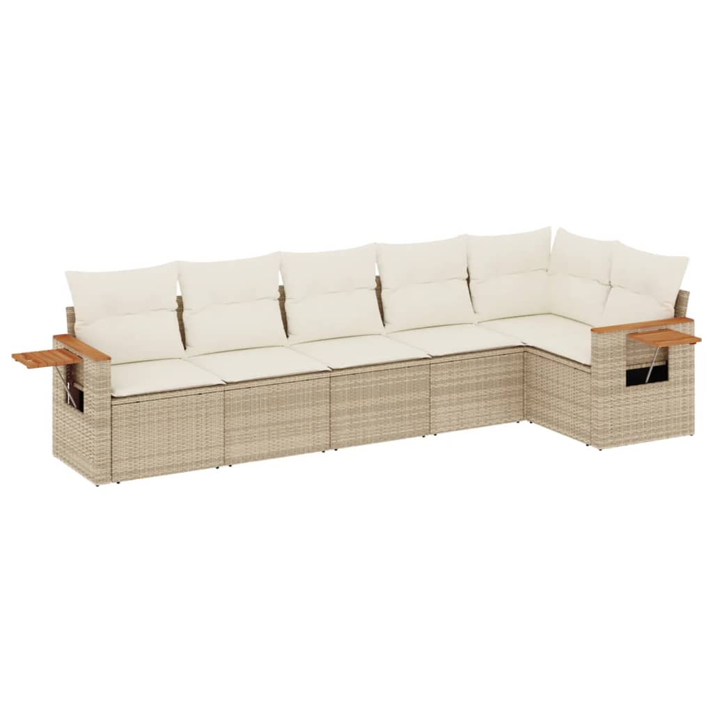 6-delige Loungeset met kussens poly rattan beige is nu te koop bij PeponiXL, paradijselijk wonen!