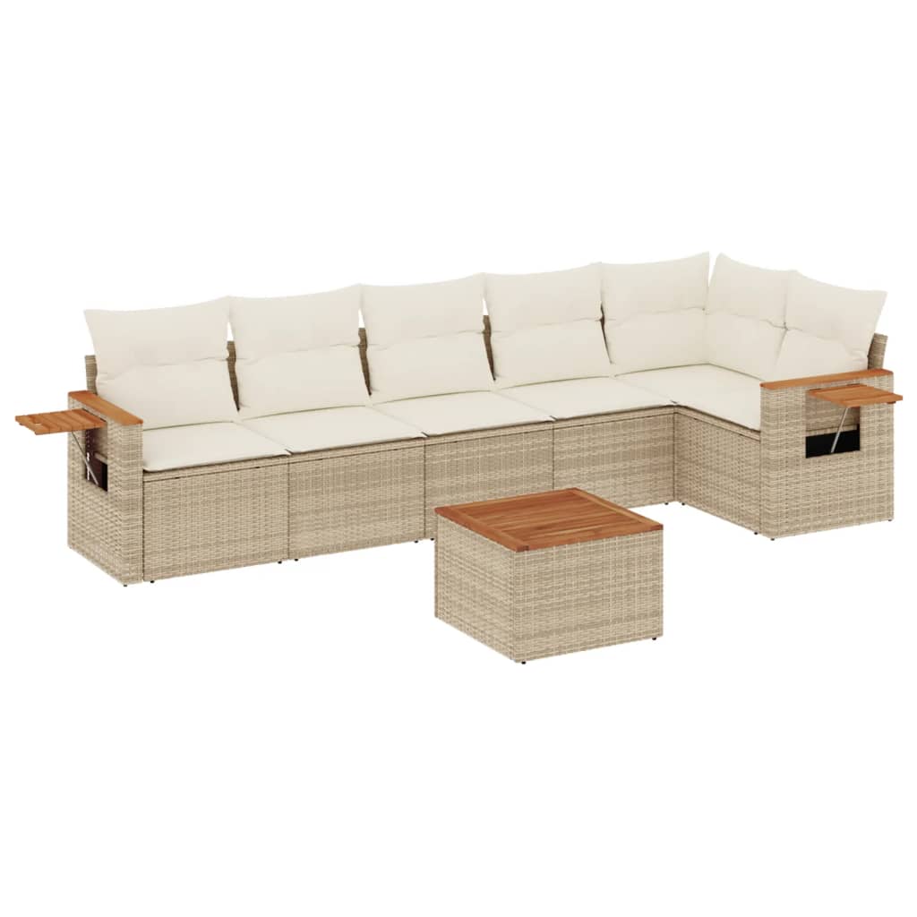 7-delige Loungeset met kussens poly rattan beige is nu te koop bij PeponiXL, paradijselijk wonen!
