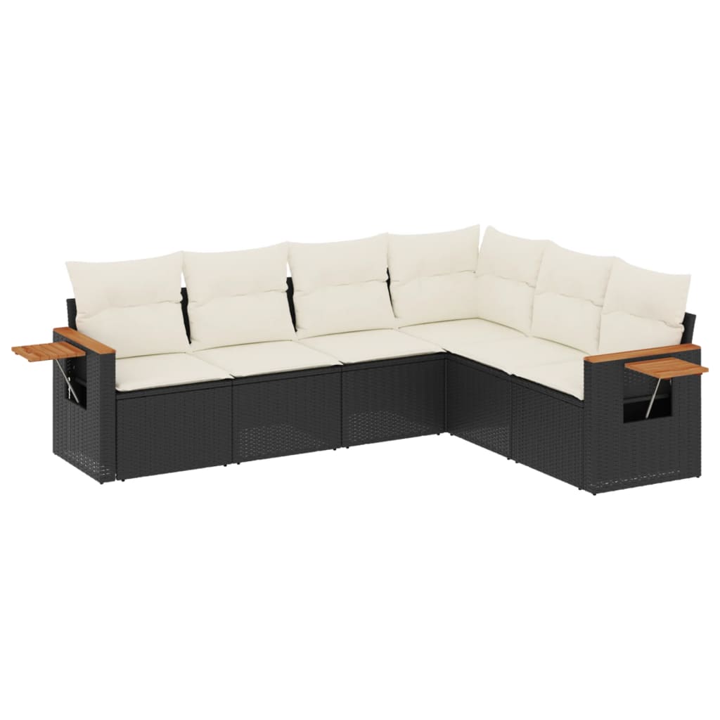 6-delige Loungeset met kussens poly rattan zwart is nu te koop bij PeponiXL, paradijselijk wonen!