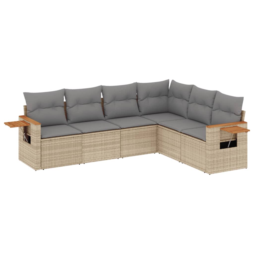6-delige Loungeset met kussens poly rattan beige is nu te koop bij PeponiXL, paradijselijk wonen!