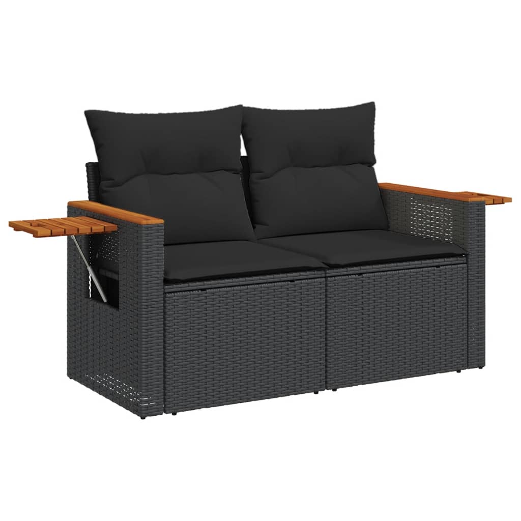 7-delige Loungeset met kussens poly rattan zwart is nu te koop bij PeponiXL, paradijselijk wonen!