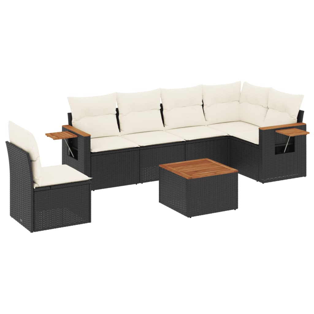 7-delige Loungeset met kussens poly rattan zwart is nu te koop bij PeponiXL, paradijselijk wonen!