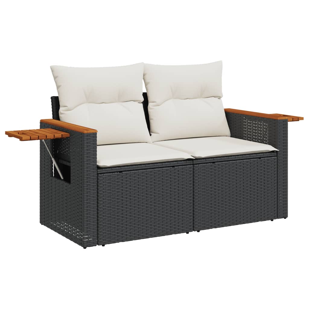 8-delige Loungeset met kussens poly rattan zwart is nu te koop bij PeponiXL, paradijselijk wonen!