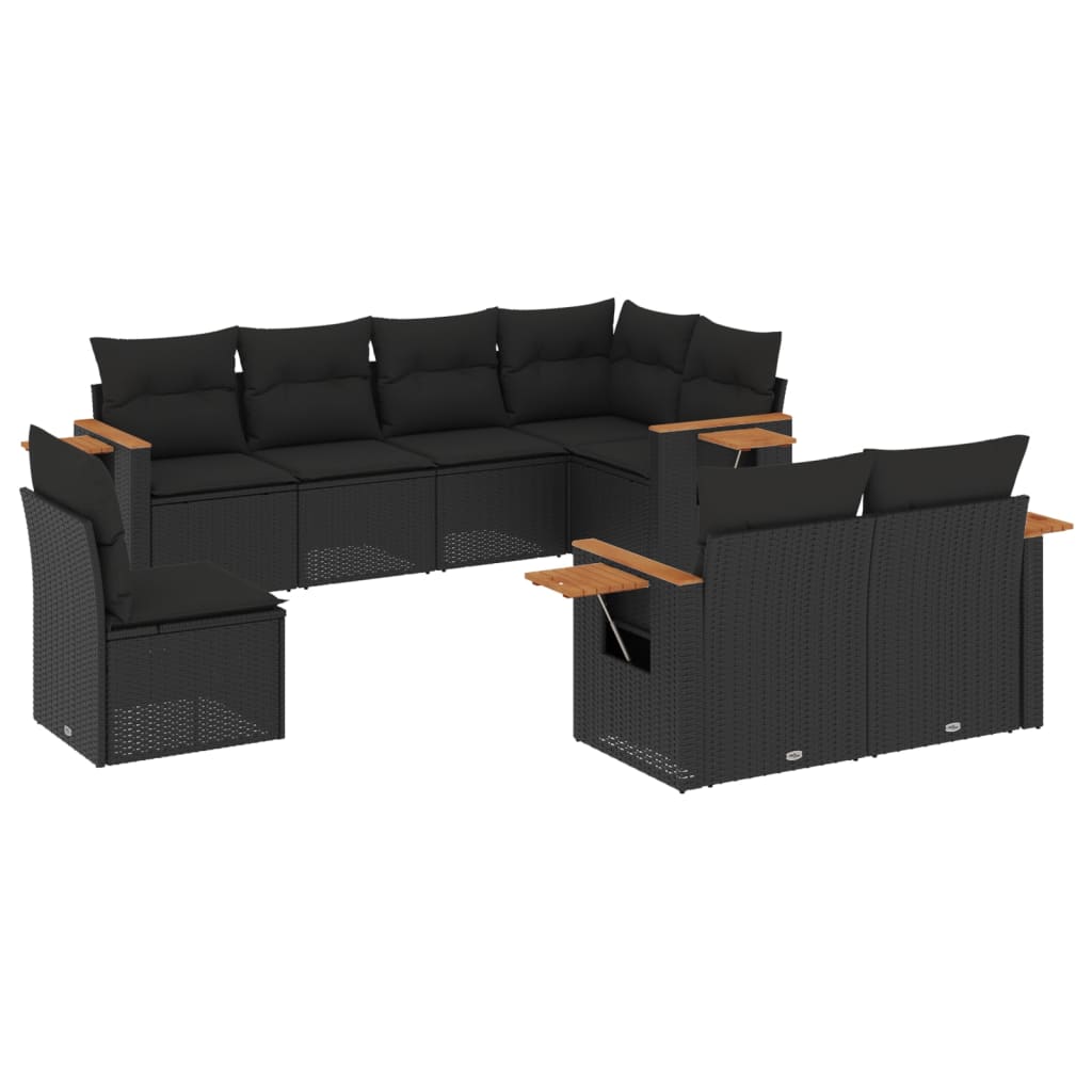 8-delige Loungeset met kussens poly rattan zwart is nu te koop bij PeponiXL, paradijselijk wonen!