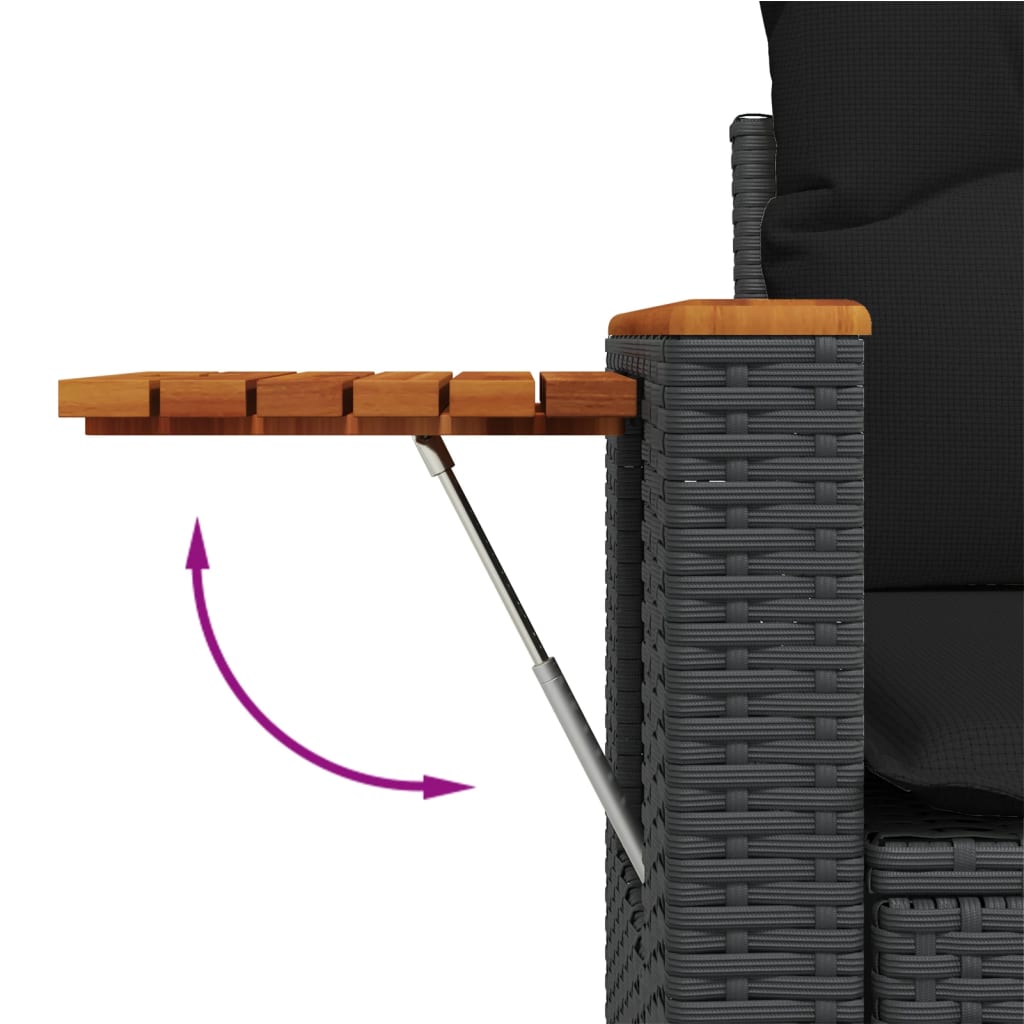 8-delige Loungeset met kussens poly rattan zwart is nu te koop bij PeponiXL, paradijselijk wonen!