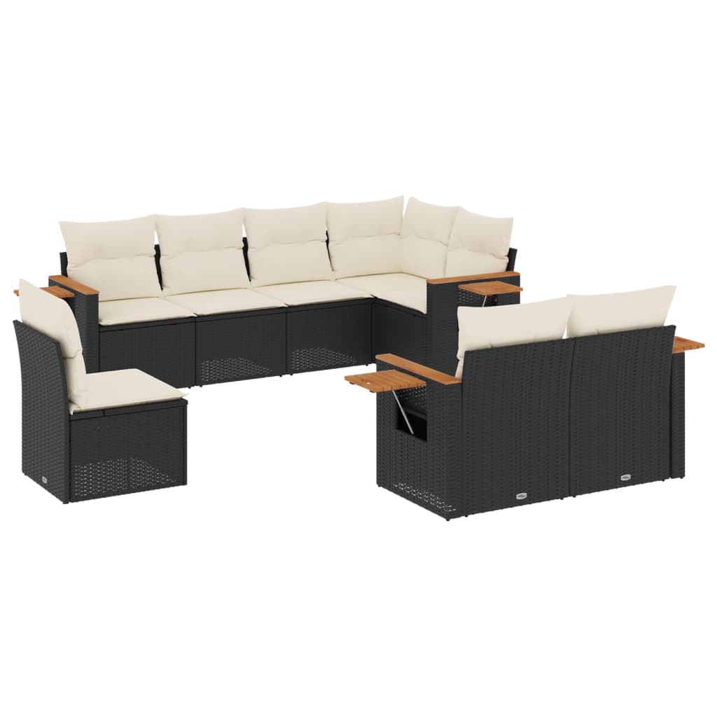 8-delige Loungeset met kussens poly rattan zwart is nu te koop bij PeponiXL, paradijselijk wonen!