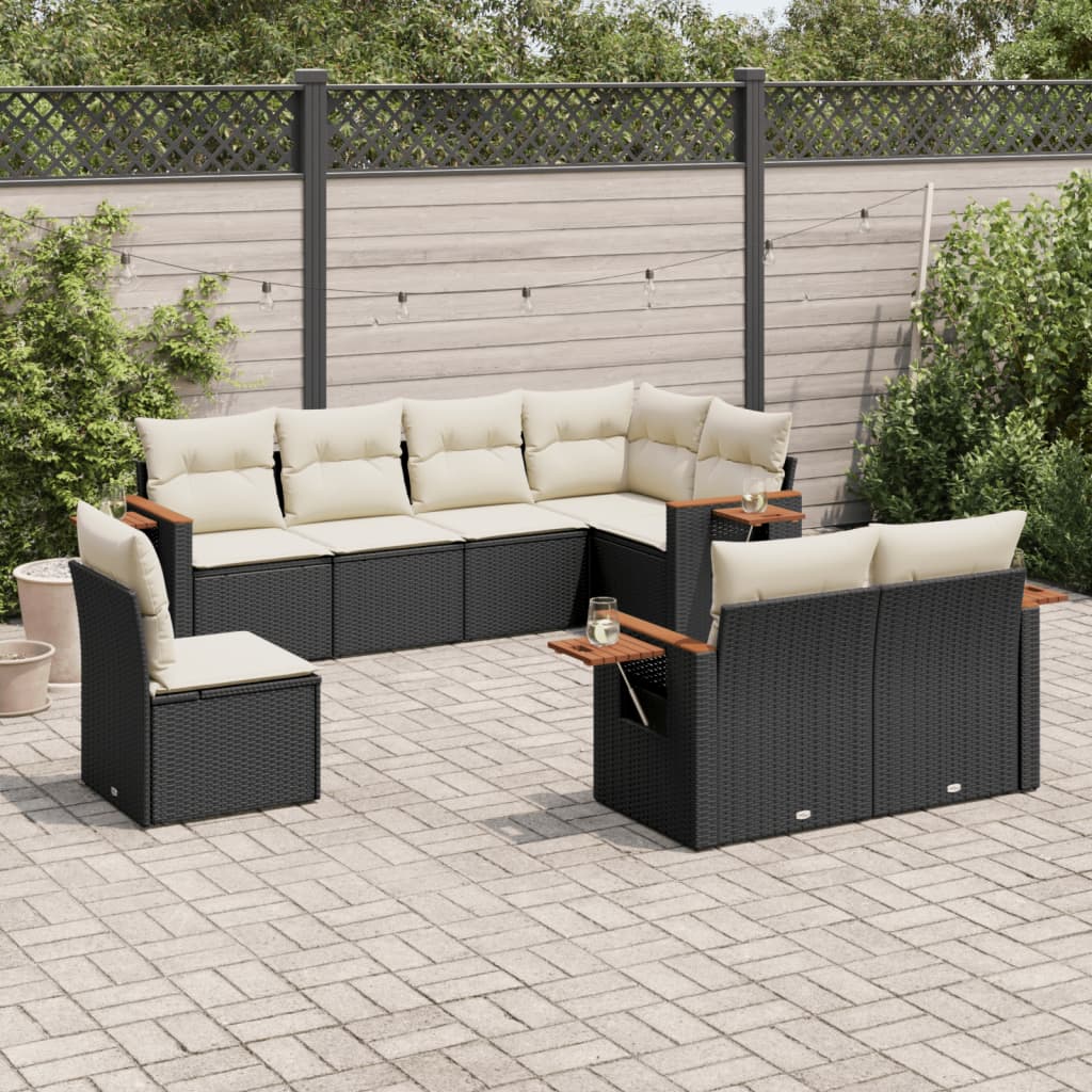 8-delige Loungeset met kussens poly rattan zwart is nu te koop bij PeponiXL, paradijselijk wonen!