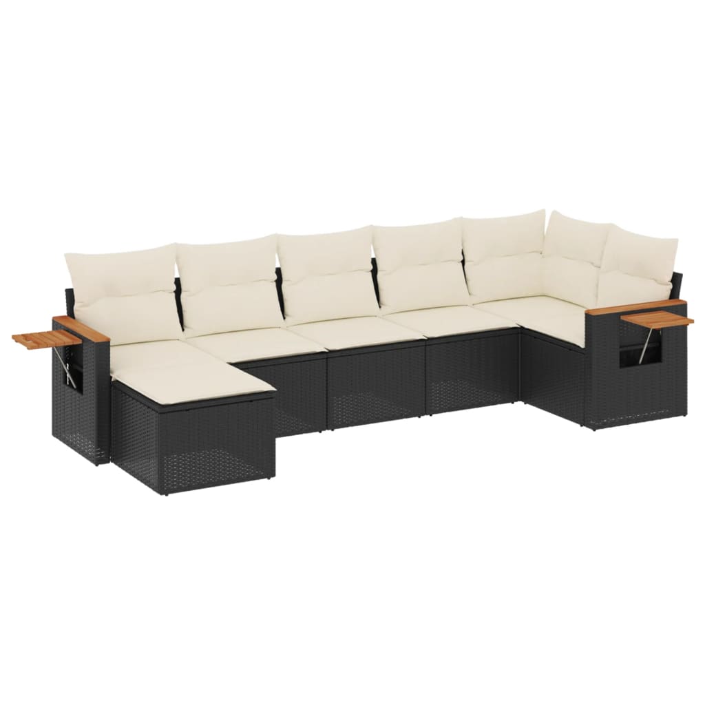 7-delige Loungeset met kussens poly rattan zwart is nu te koop bij PeponiXL, paradijselijk wonen!