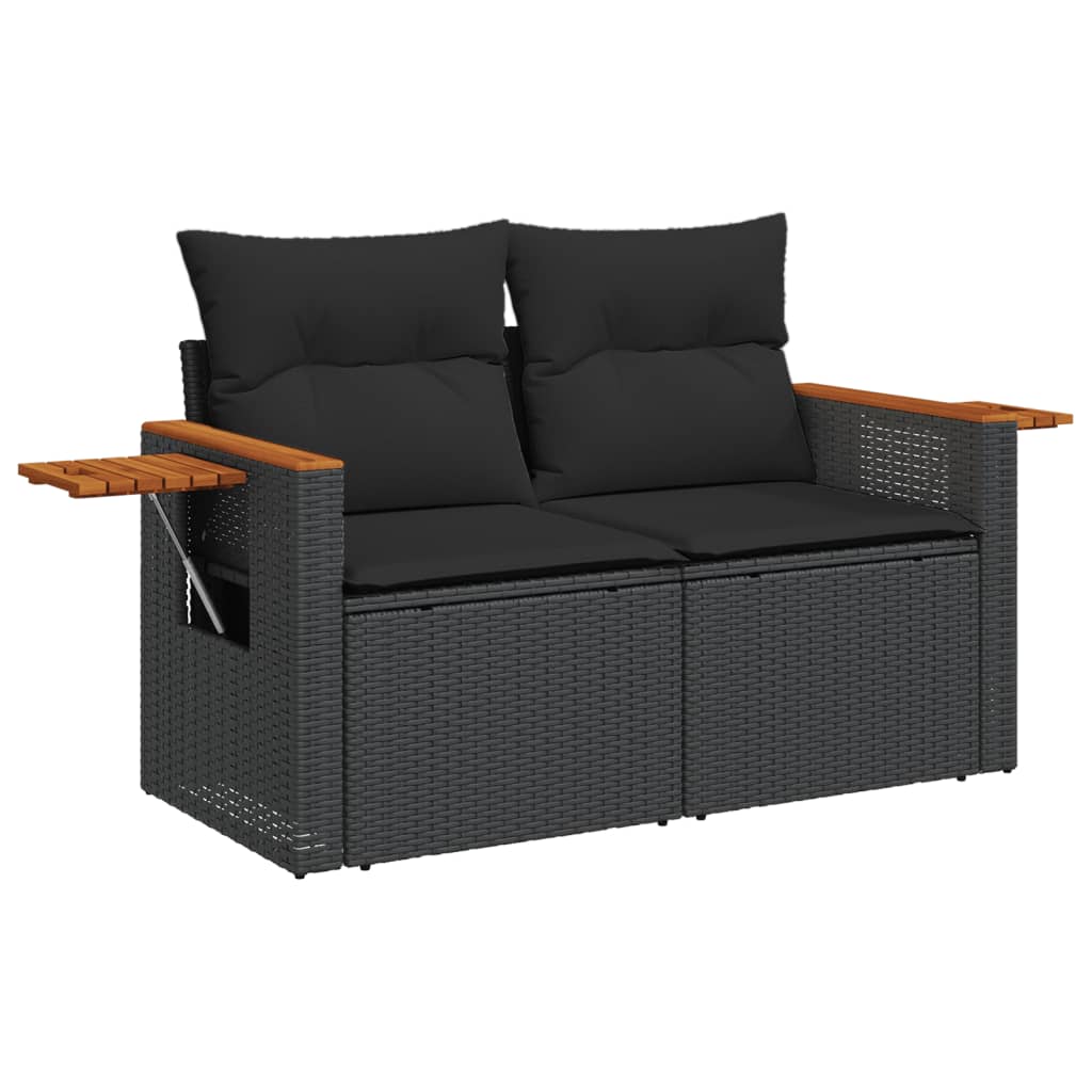 8-delige Loungeset met kussens poly rattan zwart is nu te koop bij PeponiXL, paradijselijk wonen!