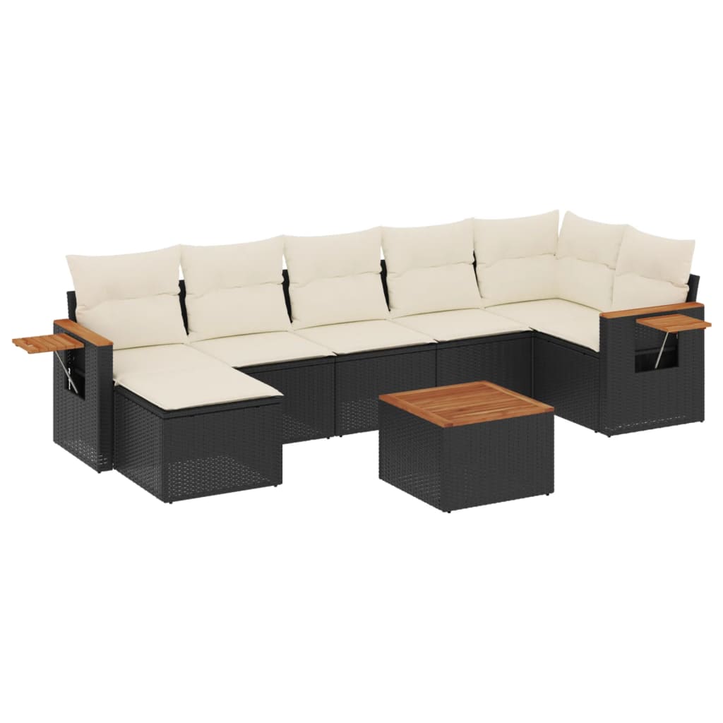 8-delige Loungeset met kussens poly rattan zwart is nu te koop bij PeponiXL, paradijselijk wonen!