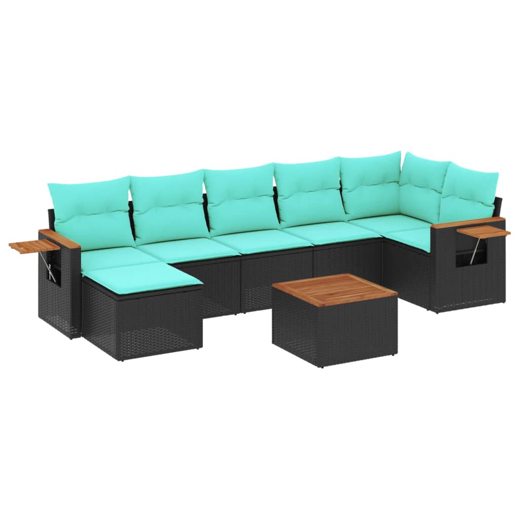 8-delige Loungeset met kussens poly rattan zwart is nu te koop bij PeponiXL, paradijselijk wonen!