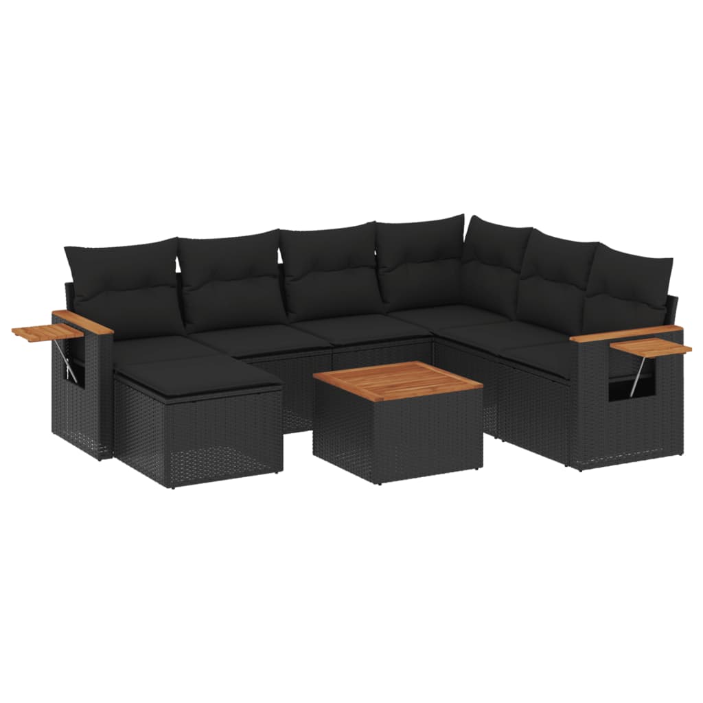8-delige Loungeset met kussens poly rattan zwart is nu te koop bij PeponiXL, paradijselijk wonen!