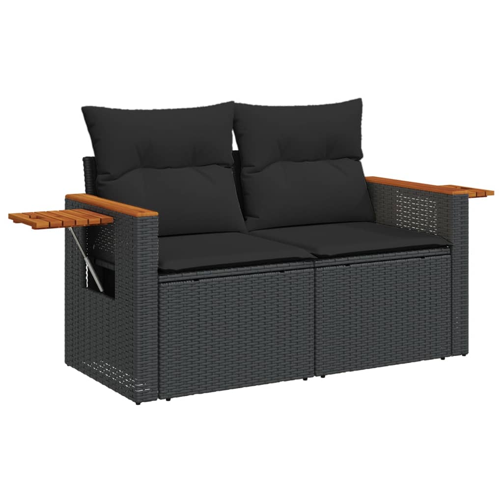 8-delige Loungeset met kussens poly rattan zwart is nu te koop bij PeponiXL, paradijselijk wonen!