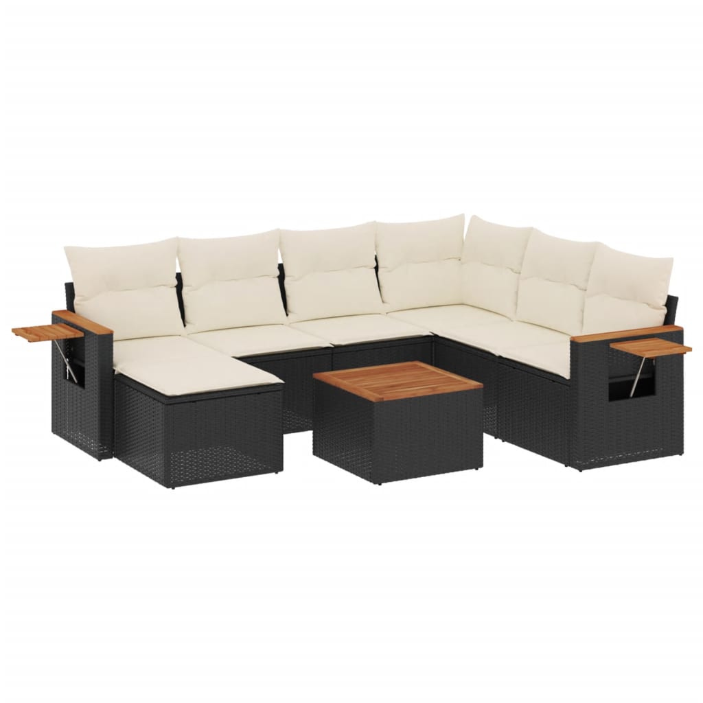 8-delige Loungeset met kussens poly rattan zwart is nu te koop bij PeponiXL, paradijselijk wonen!