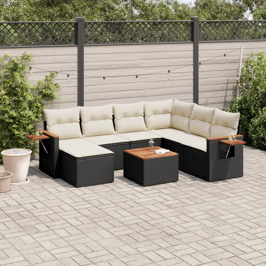 8-delige Loungeset met kussens poly rattan zwart is nu te koop bij PeponiXL, paradijselijk wonen!