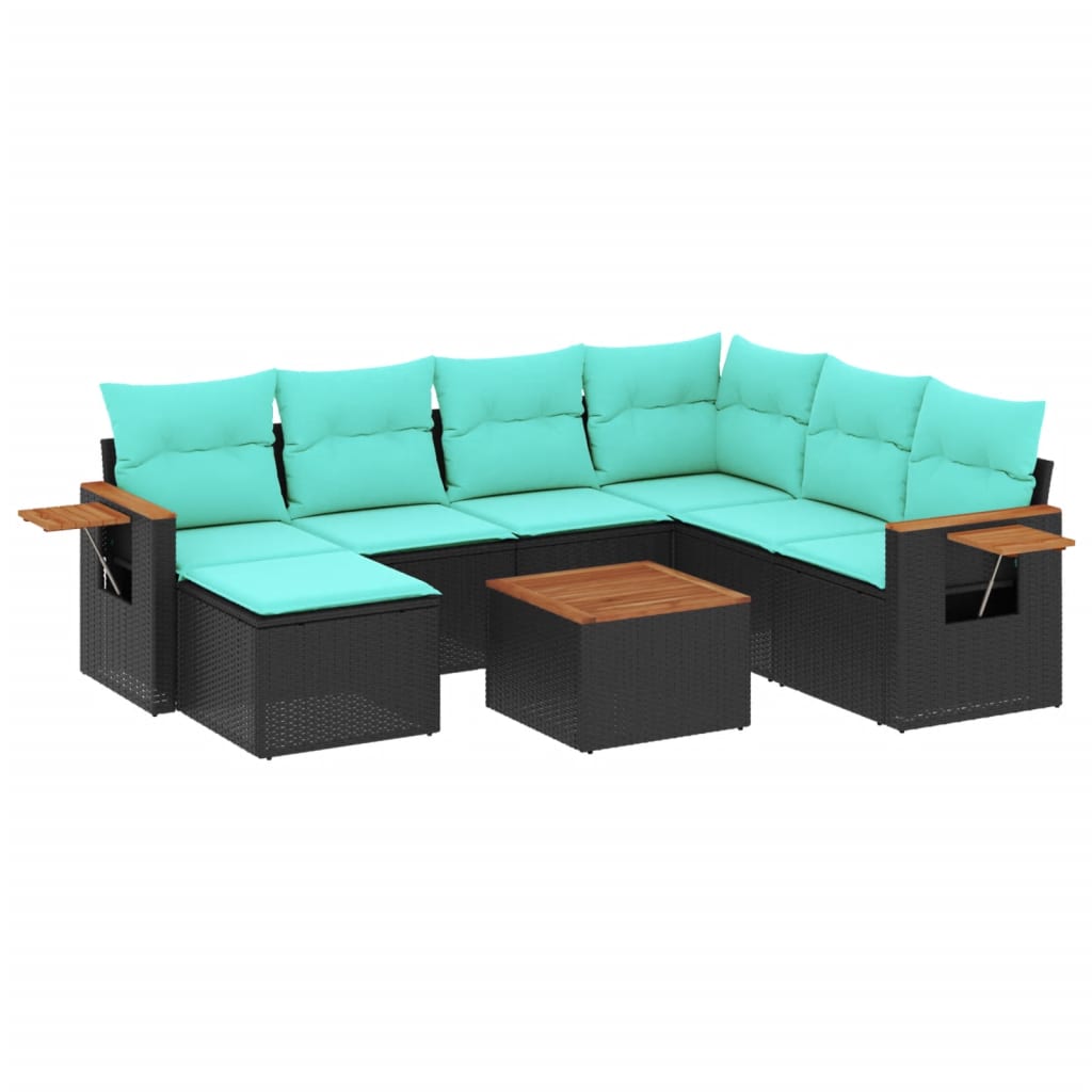 8-delige Loungeset met kussens poly rattan zwart is nu te koop bij PeponiXL, paradijselijk wonen!